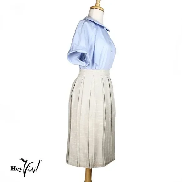 Vintage 50s Pleated Skirt w Paper Tags Metal Zipper Size Small W24-26" - Hey Viv - Picture 2 of 8